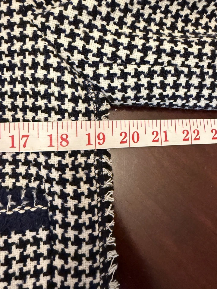 Blazer Zara Mujer Tweed Pata de Gallo Flecos Talla L Azul Marino Negro Blanco Forrado Foto 4 de 4