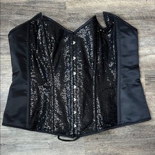 Daisy Corsets Top Drawer Black Sequin Steel Boned Corset Sz 5XL   