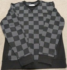 Vans "Off the Wall" Black and Gray Checkered Sweatshirt Crewneck Sz Med mens