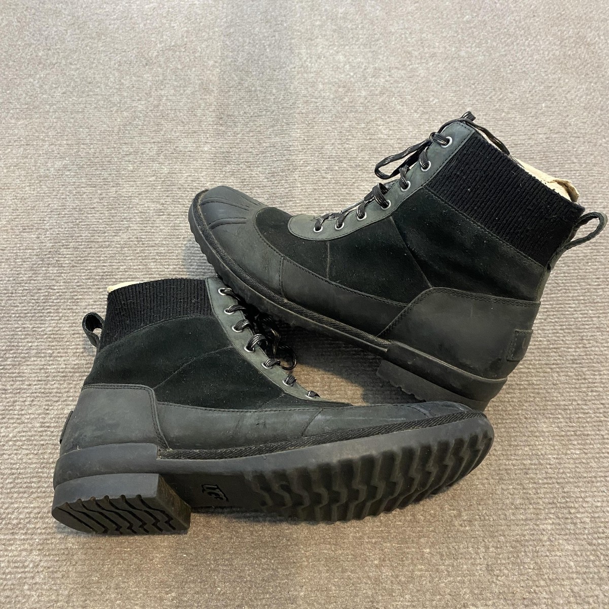 UGG Women\'s Black Leather & Gray wool Lace-Up Ankle Boots -sz9 UGG Classic Esmee Leather Lace Up Boot for Women | UGG® UK main image 3