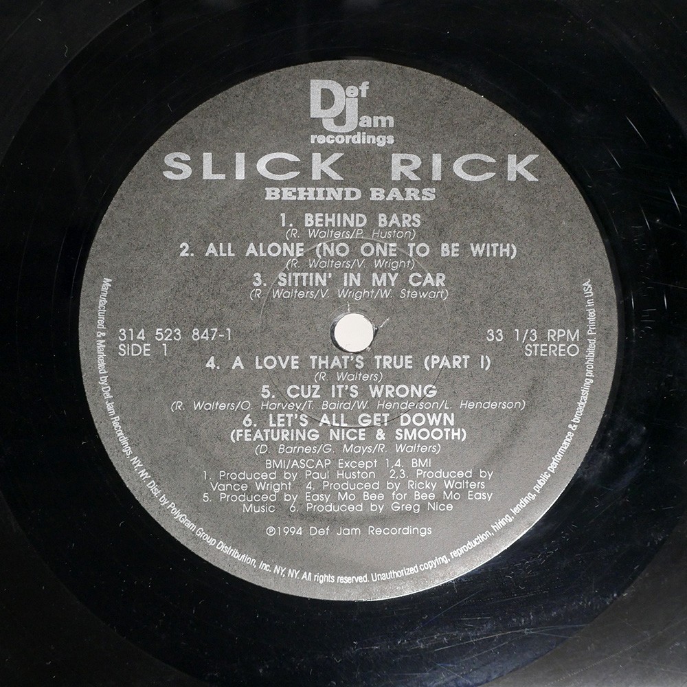 SLICK RICK BEHIND BARS DEF JAM RECORDINGS 3145238471 US