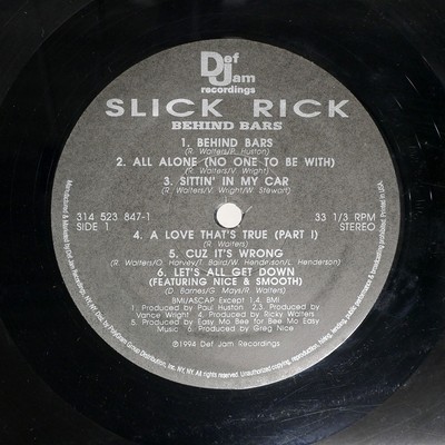 米LP Slick Rick Behind Bars 3145238471 DEF JAM /00260 SLICK RICK BEHIND BARS DEF JAM RECORDINGS 3145238471 US