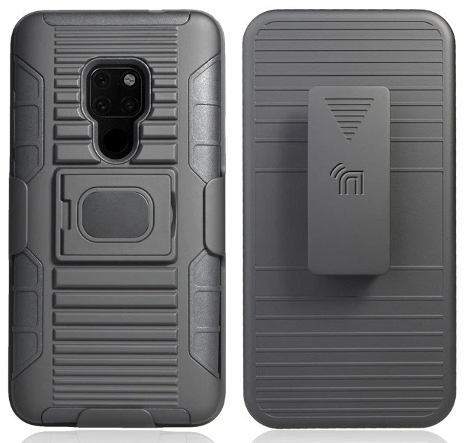 Black Magnet Grip Case Rugged Cover Stand + Belt Clip Holster for Huawei Mate 20 - Image 2 of 4