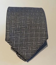 Sivone New York Tie Men's Silver Black Silk Geometric Classic Formal Business