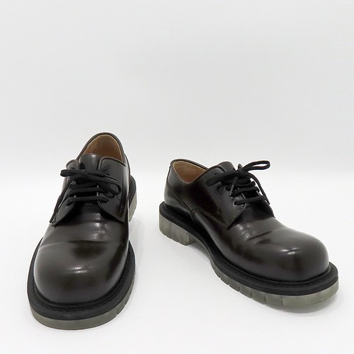 Bottega Veneta 631313 Brown Leather Clear Sole Lace-Up Derby Shoes Men 41½ 265MM