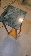 Square Marble and Wood Plant Holder Stand Tab...