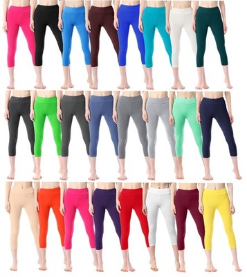Merry Style Damen Capri Leggings Elastischer Bund 3/4 Kurz Baumwolle S-XXL