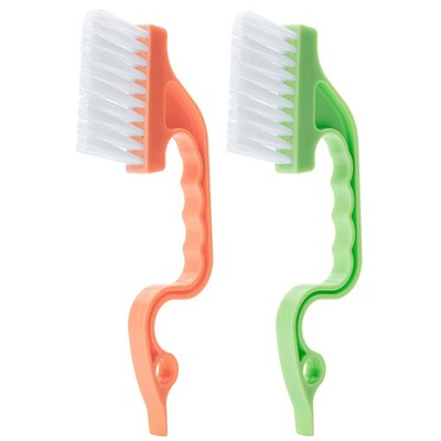 Slick- Window Track Cleaning Brush, 2 Pack, Orange/Green Ergonomic Handle, Bu...