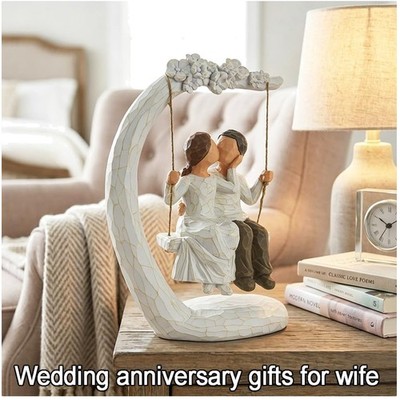 Romantic Wedding Couple Figurines - Hand Painted Sculpture