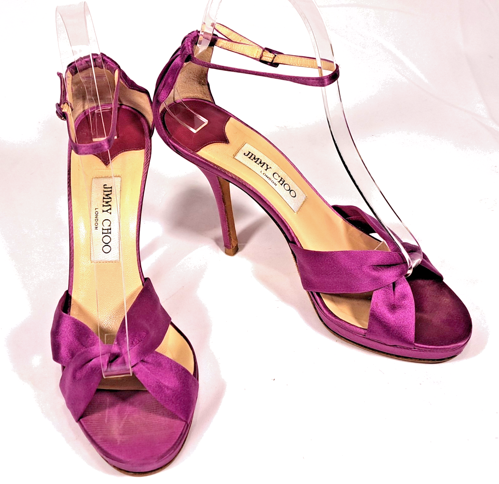 Jimmy Choo shoes Size 38.5 Purple Satin US 8.5 Heels Open Toe