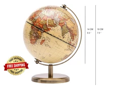 Globo Terraqueo Decorativo De 6 Pulgadas Hecho De Madera Con Acabado En NUEVO US