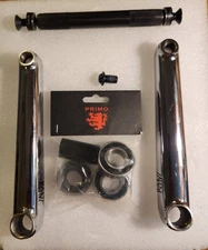 RANT BMX CRANKSET - chrome - 175mm - 48 spline - new bearings - Right or Left