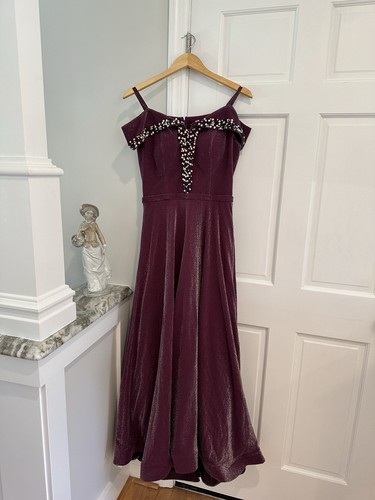 Turkish Burgundy Evening Dress - Turkish Made Shiny Shimmering Dress
