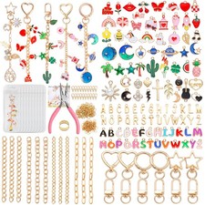 352Pcs Lip Gloss Keychain Making Kit, DIY Charms Key Chain Making Kit with Ba...