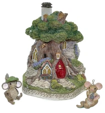 6” David Winter Mouse House Resin Figurine England 2 Mice Vtg 2001