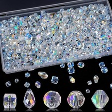 600 Pcs Glass Beads for Jewelry Making, Assorted Crystal Rondelle Beads with Box