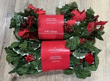 Lot of 2  - 6ft. Red Poinsettia Chain Garland by Ashland®  NEW