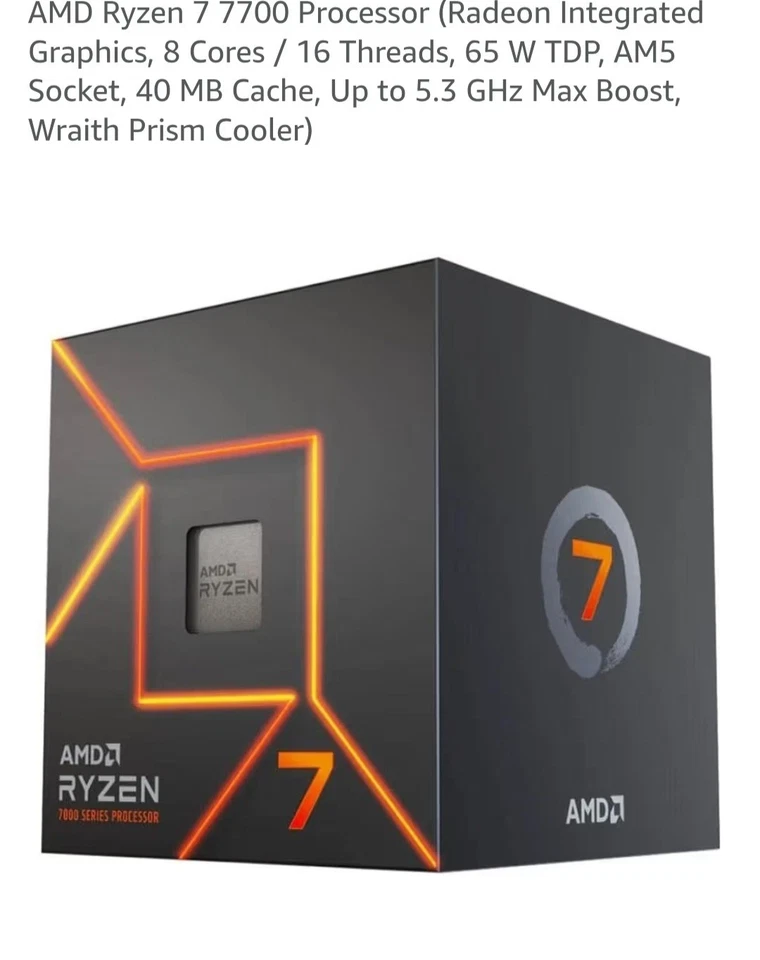 AMD Ryzen 7 7700, 8 Kerne, 16 Threads, 3.80-5.30GHZ, Sockel AM5 Cpu