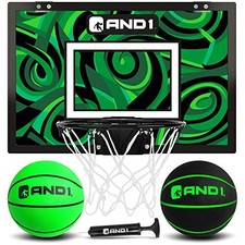 Mini Basketball Hoop: 18  x12  Pre-Assembled GREEN / BLACK Premium Bundle