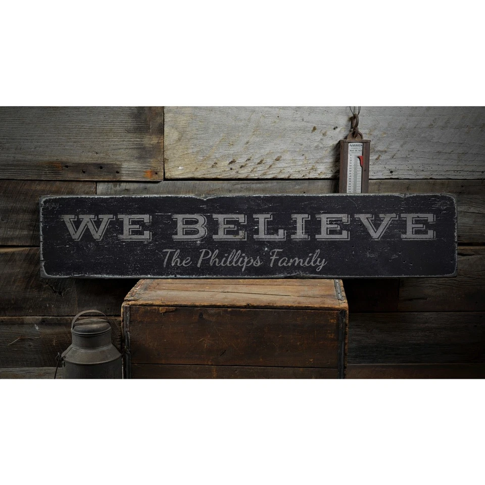 We Believe, Custom Family Name - Rustic Distressed Wood Sign - Image 2 of 2