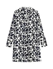 RRP£99 NEW Linen Geometric Mini Shift Dress size 10 Blue navy mix