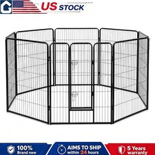 12 Panels 24 in Dog Playpen Metal Exercise Puppy Pen Pet Fence Indoor Outdoor