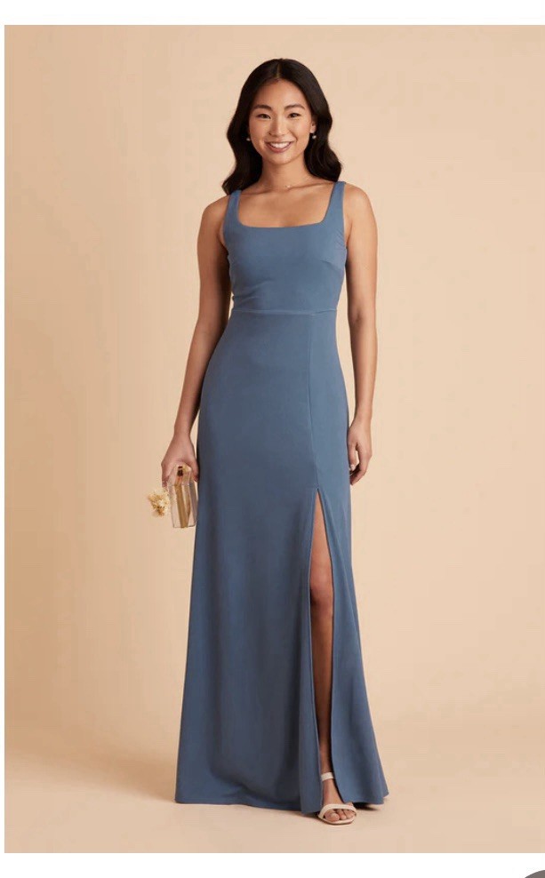 grey crepe dress Novias Bridal