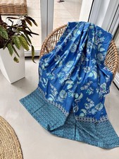 Bassetti Stoff CHIAIA B1 blau türkis SATIN 240x220 f Decke Läufer Vorhang Kissen