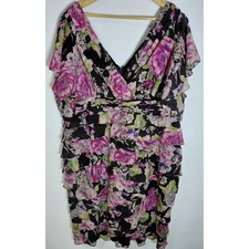 ADRIANNA PAPELL WOMAN Adrianna Papell Floral Dress Black Pink Short Size 22W