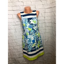 NEW Eliza J Dress Small Shift Beach Nautical Sea Shell Blue Green Cruise sz 2