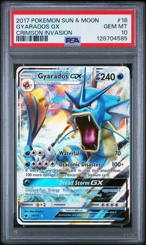 2017 POKEMON SUN & MOON CRIMSON INVASION #18 GYARADOS GX PSA 10