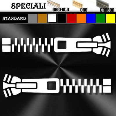 coppia adesivi sticker ZIP cerniera prespaziato, decal auto,moto