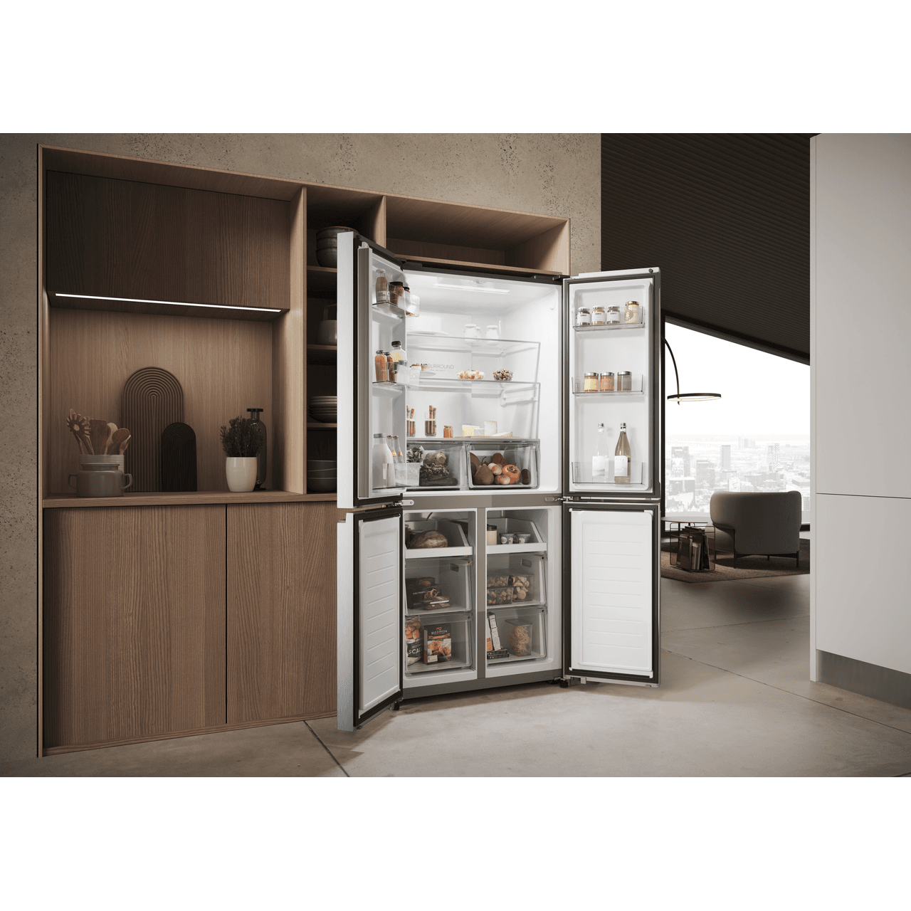 Haier HCR3818ENMG Cube 83 Serie 3 83cm Frost Free American Fridge Freezer eBay