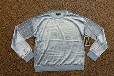 New Juicy Couture Black Label Velour Pullover Sweatshirt - MEDIUM - Dusty Navy