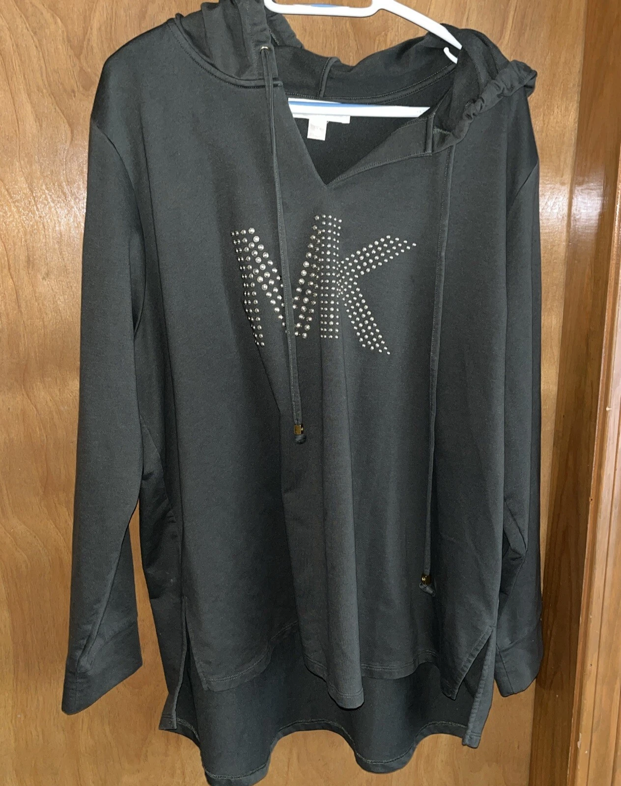 MICHAEL KORS Felpa con Cappuccio Felpa Taglie Forti 3XL Verde Oro (B24)