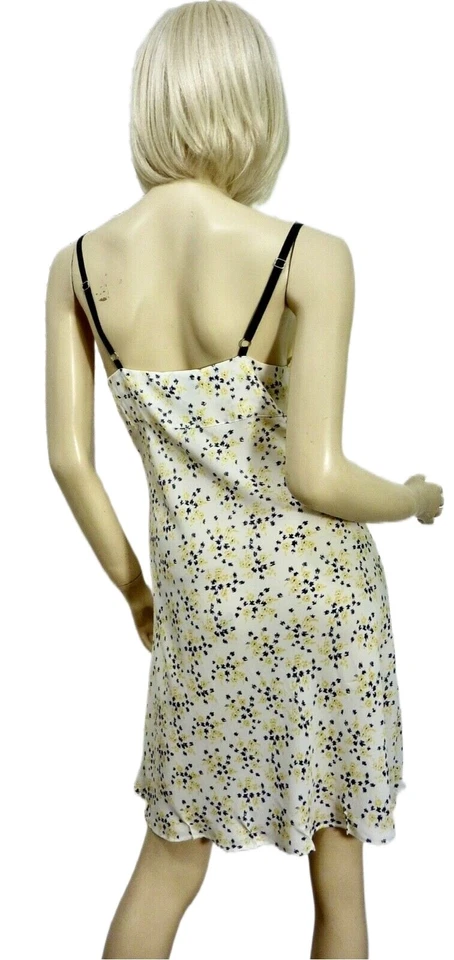NUEVO CON ETIQUETAS $78 Vera Wang Camisón MEDIANO Marfil con Amarillo y Negro Floral K/L  Foto 2 de 4