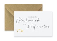 1 Premium Karte Konfirmation + 1 Naturumschlag Klappkarte Ital. Designerpapier