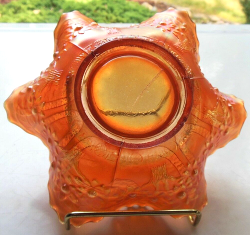 Fenton Glass Iridized Marigold Carnival Sailboat 6" Ruffled Bowl - Picture 5 of 12