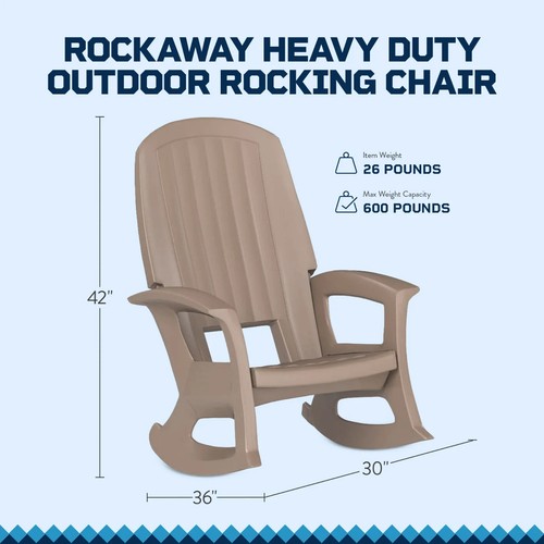 Rocking Chair Outdoor All-Weather Heavy Duty Plastics Patio Porch Outdoor Taupe - Picture 15 of 24
