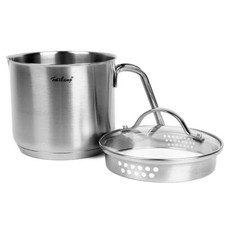 Edelstahl Milchtopf 14x12 cm mit Deckel 1,5L Interne Skala Kochtopf Induktion