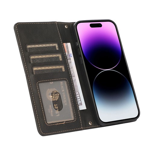 Funda protectora abatible con ranuras para tarjetas de crédito billetera con soporte de cuero con cordón para Apple iPhone - Imagen 4 de 49