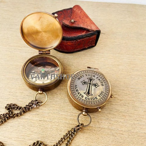 RedSkyTrader Taschenkompass Aus Messing – Antik Look, Funktionsfähig, Mit Deckel, Ca. 4,5 Cm
