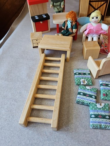 DELTA-SPORT HANDELSKONTOR HAUS KINDER HOLZ PUPPEN MIX MÖBEL GEBRAUCHT 41 TEILE - Bild 3 von 22