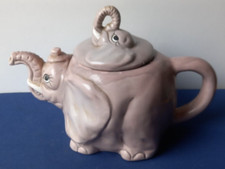 Vintage Decorative Comical Pink Elephant Teapot with Elephant Head Lid  c. 1950s
