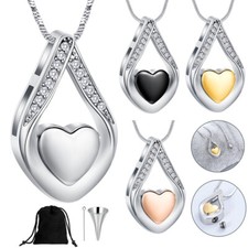 Teardrop Heart Urn Pendant Necklace For Ashes Cremation Women Memorial Jewelry