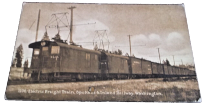 #ad 1920 SPOKANE amp; INLAND RAILWAY GREAT NORTHERN ELECTRIC FREIGHT TRAIN POST CARD $30.00