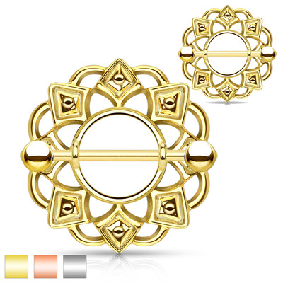 Pair of Tribal Nipple Shield Ring with 14K Gold Plated on Surgical