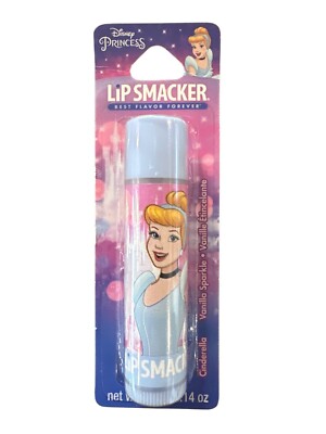 Lip Smacker CINDERELLA Vanilla Sparkle Flavored Collectible Lip Balm Blue Pink