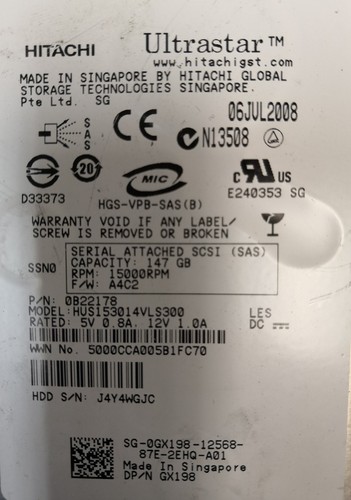 - 4x Dell Hitachi GX198 15K RPM 3.5" 147GB 3Gbps SAS Server Hard Drive @@@ - Picture 2 of 2