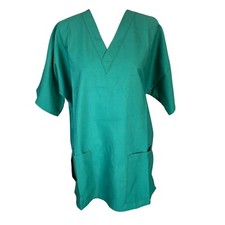 Bettie Dawn solid green short sleeve v-neck pullover scrub top with pockets M
